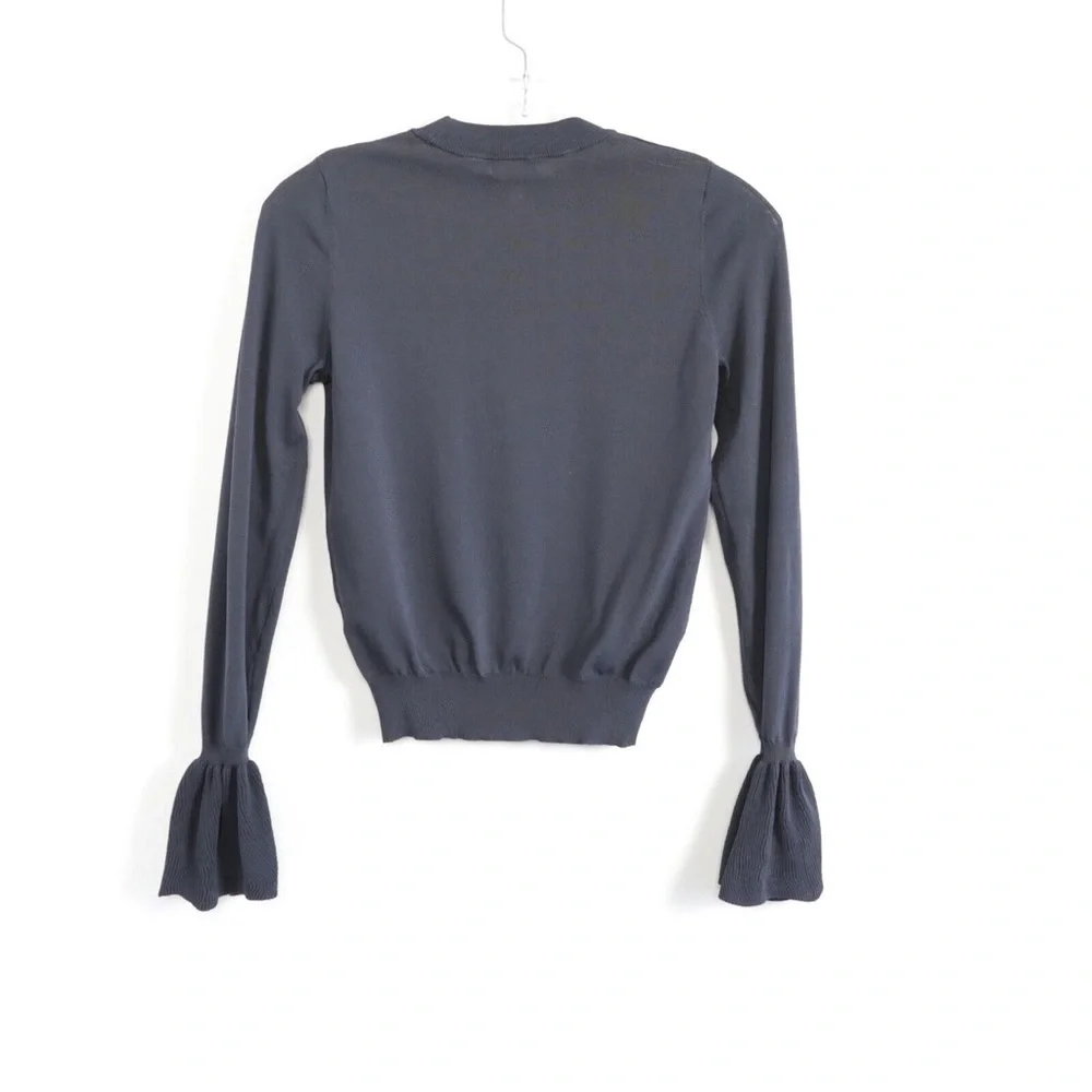 Leith Nordstrom top asphalt gray charcoal knit stretch thin sweater cropped - Picture 3 of 5
